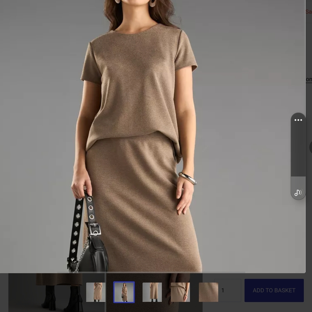 Brown midi pencil skirt set of two pieces for casual work